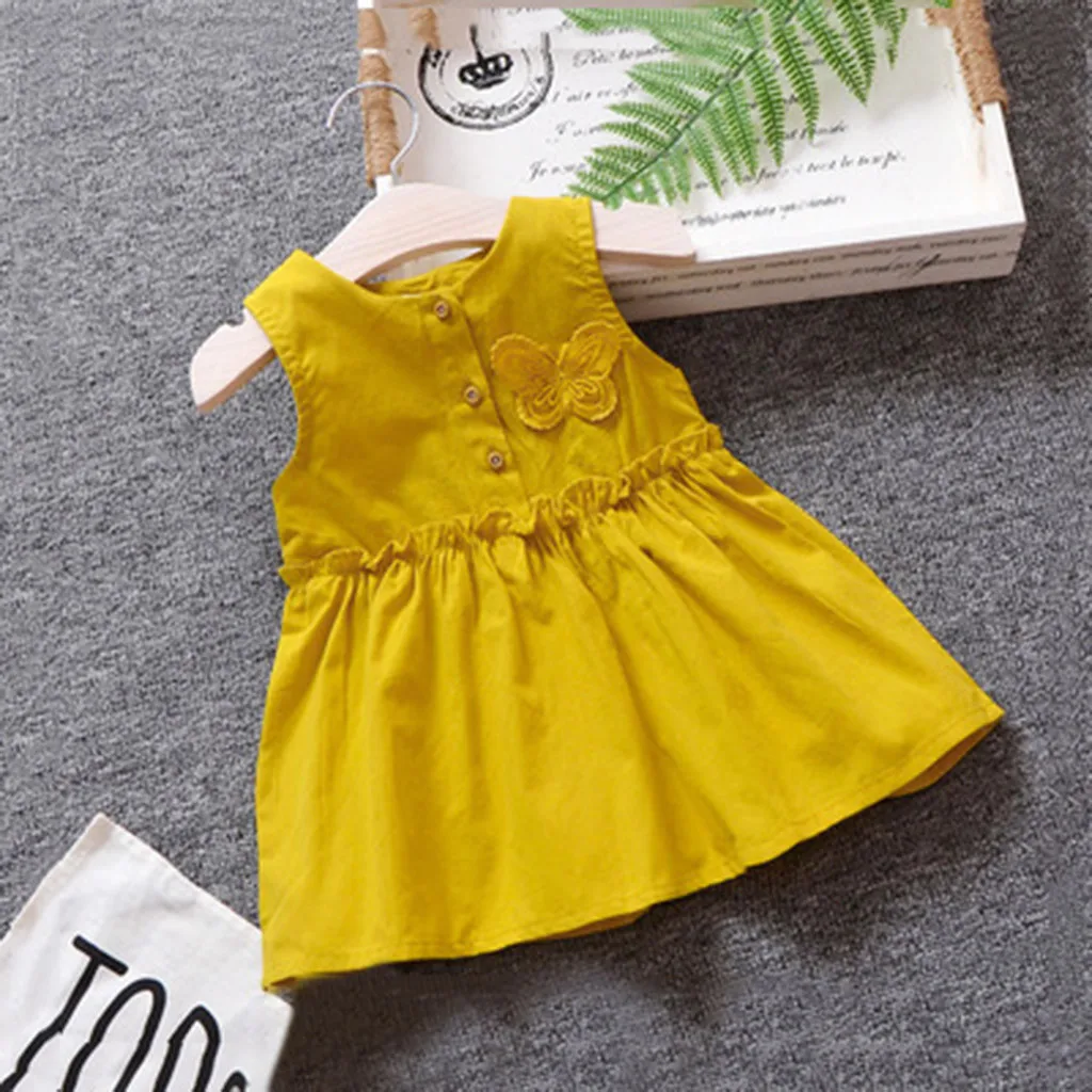 

Dress For Baby Girl Solid Sleeveless Butterfly Dresses Sundress Princess Toddler Kids Baby Girls Dress Vestido De Fiesta Bebes