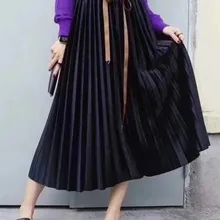 Горячая плиссированная длинная юбка романтический, эстетический осень и зима Женская юбка с завышенной талией
