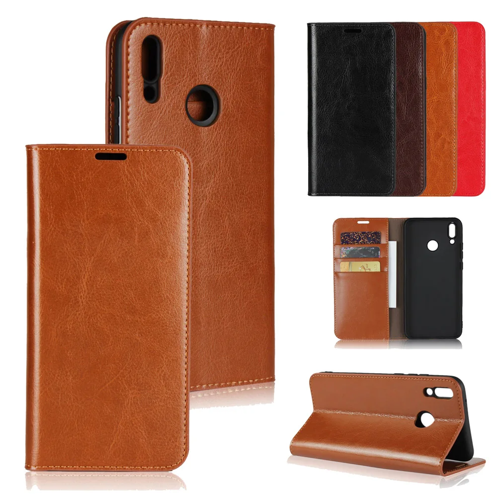 

LUCKBUY Luxury Genuine Leather Wallet Phone Cases funda for Huawei Y9 2019 Slim Business Style Book Cases for Huawei Y9 2018