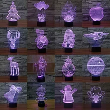 3D LED Lamp Star Wars Bulbing Color Change Luminous Desk Lamp Spiderman Goku Santa Claus BB8