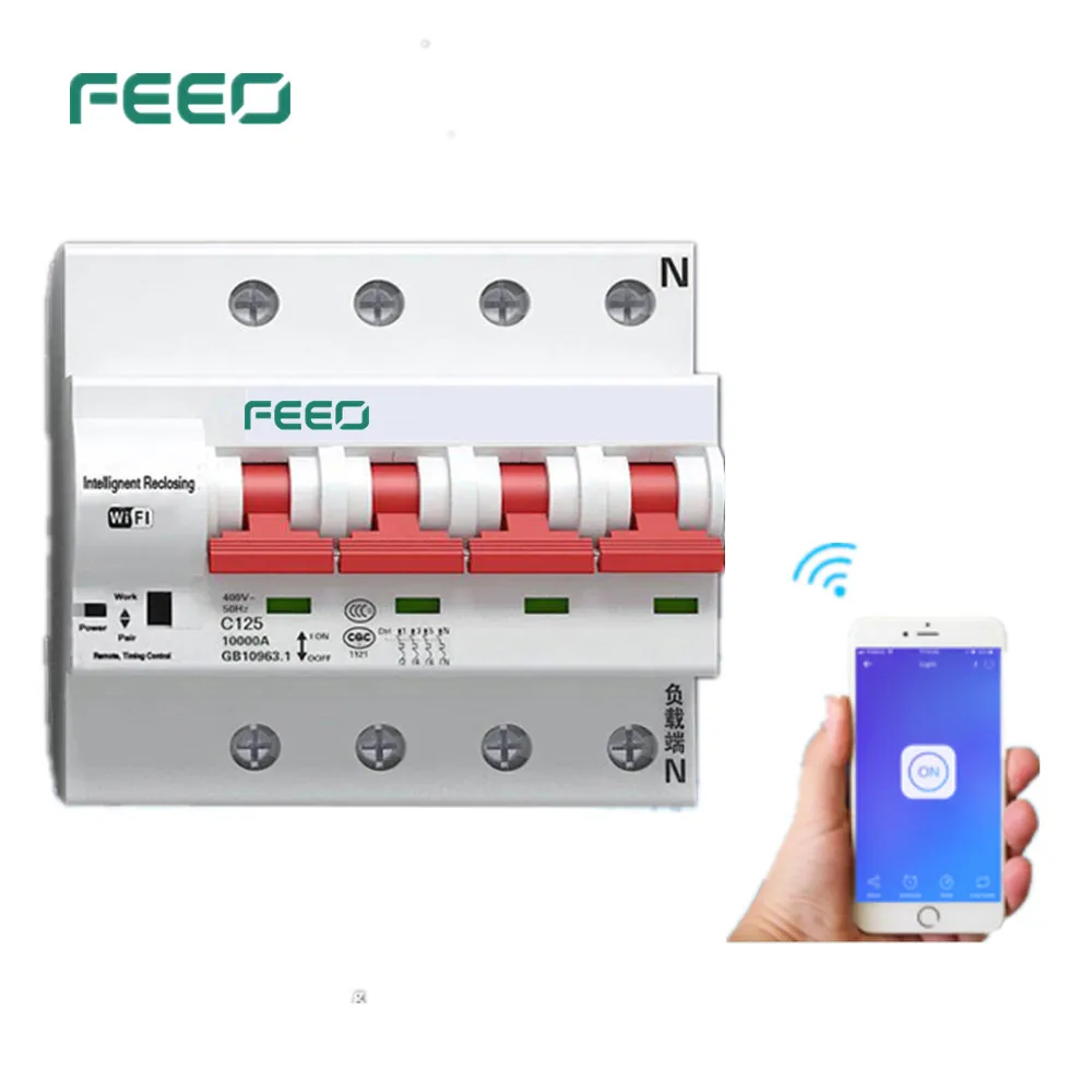 

FEEO 4P 100/125A Remote control Wifi Circuit Breaker Intelligent Automatic Recloser overload short circuit protection
