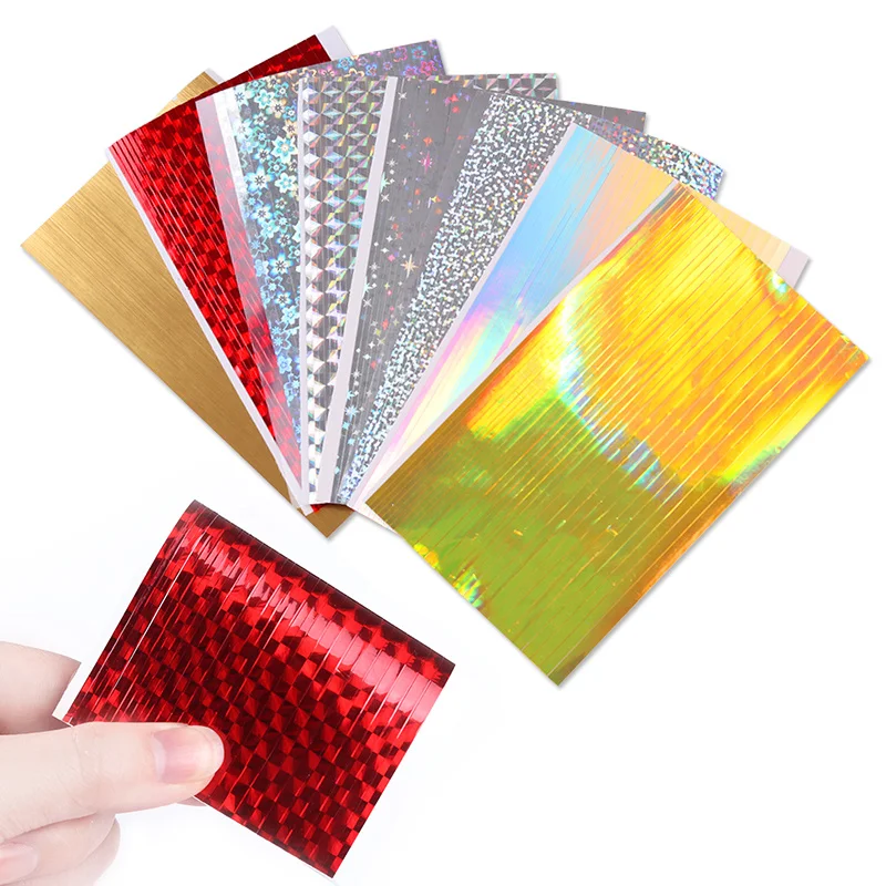 

Holographic Laser Nail Foil Silver Red Gold Holo Strip Tape Ultra Thin Manicure Nail Art Stickers Decal 1 Sheet