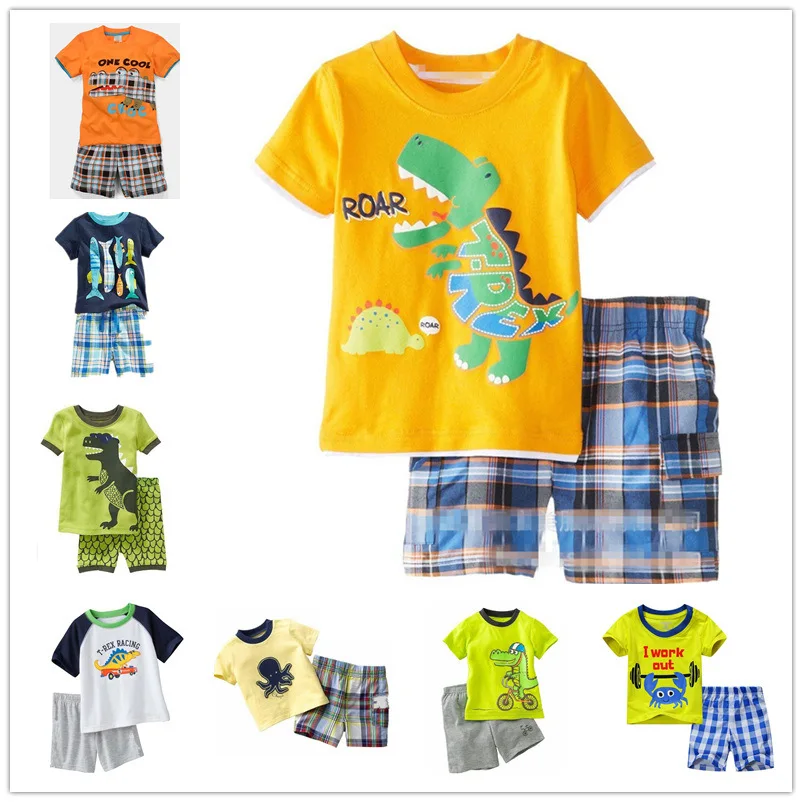 

Kids Pajamas Set Children Sleepwear Baby Girls Dinosaur Top Pants 2 PCS Set Boys Clothes 2019 Summer toddler Short Sleeved Set
