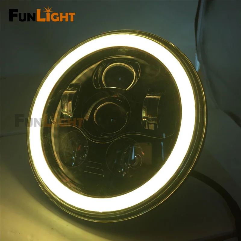 

2017 New 45W 7inch Black Daymaker Style LED Projection Headlight with Hi/Lo Beam and RGB Halo Angel Eye For Harley Davidson
