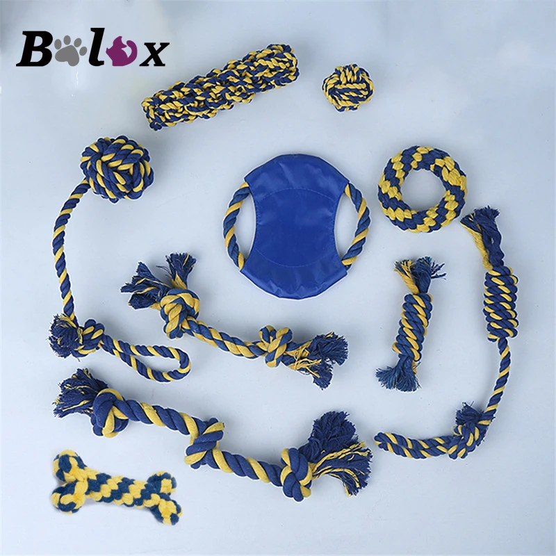 Cotton Rope Dog Toys Knot Tooth Care Chew Toys Resistance to Bite Fuzzy Balls Pillow-wound Coil Toy For Small Dogs Multi-style