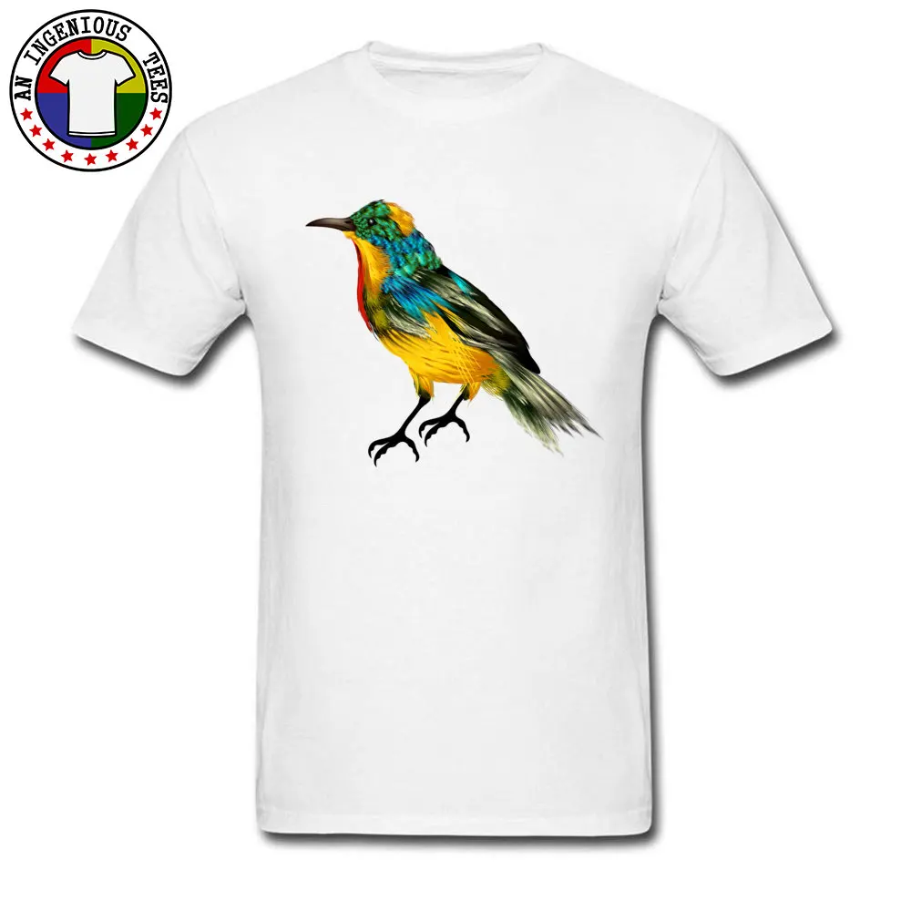 Casual Colorful Feathers Birds Camisa Short Sleeve Summer Autumn T Shirt Faddish O Neck Cotton Fabric Tee Shirts Men's T-shirts Colorful Feathers Birds white