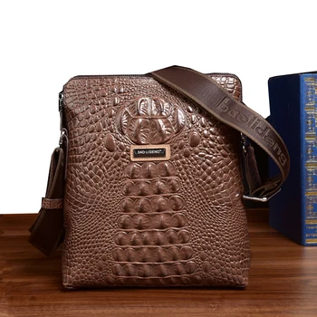 

Crocodile pattern genuine leather men bag handbag vertical shoulder bag men's business purse casual messenger bag Crossbody bag