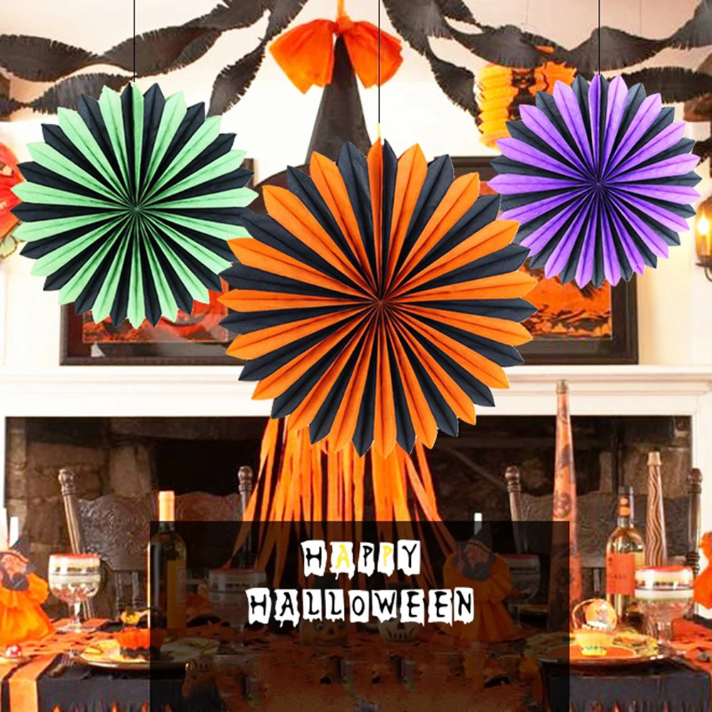 Retro Assorted Colors Halloween Spooky Hanging Fan...