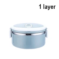 1 layer (Blue) Термос из нержавеющей стали, Ланч-бокс для детей, японский, взрослый, Bento box, портативный герметичный Ланчбокс, школьный контейнер для еды, контейнер для хранения - Цвет: 1 layer (Blue)