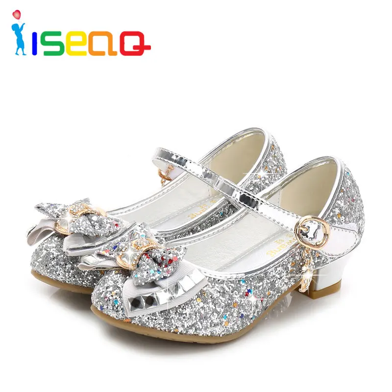 

children girls shoes party dancing rhinestones princess leather shoes Glitter Butterfly Low Heel Shoes Girls Enfant gift 26-38