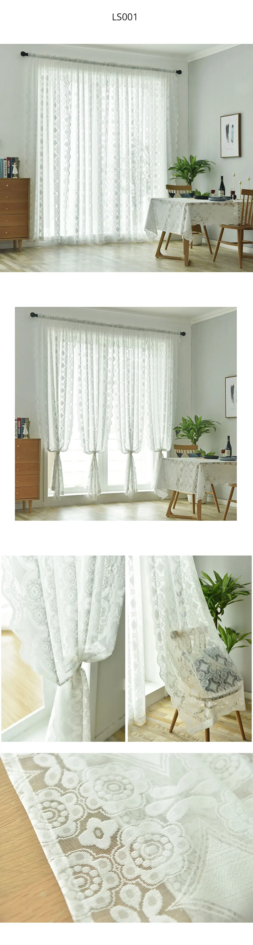 LS001-LS002 NAPEARL 1 Piece Tulle Curtains Floral Lace Jacquard Sheer Drops For Living Room Windows Doors Elegant Panel Fabric Decor Rustic (2)