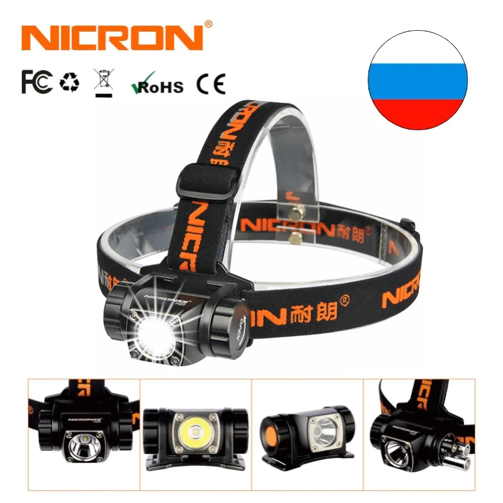 NICRON мини головной светильник Суперъяркая алюминиевая головная лампа Батарея AAA