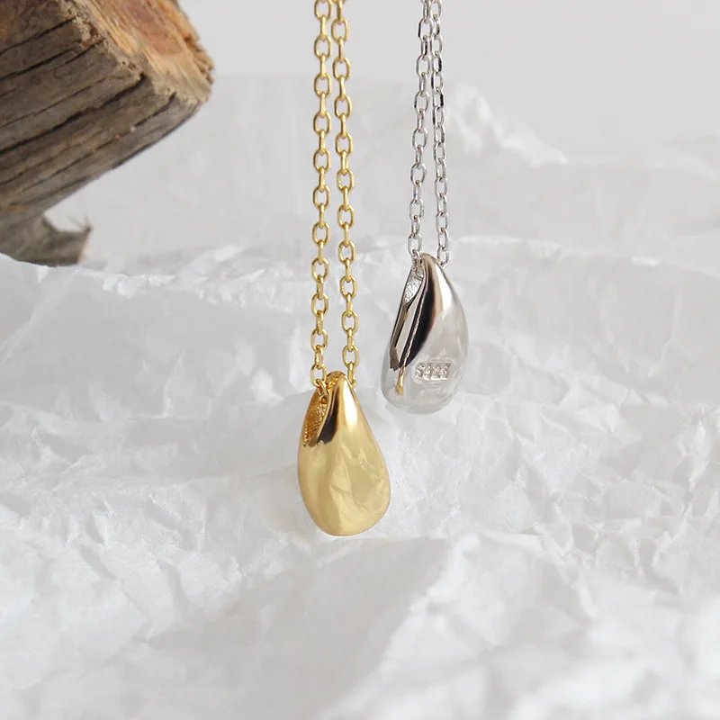 Серебро 925 пробы Серебрянное ювелирное ожерелье капли воды Акация Bean Ожерелье