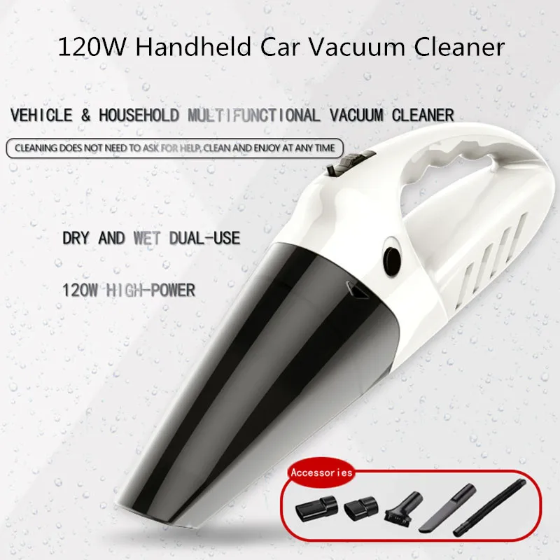 

120W Handheld Vacuum Cleaner Wet & Dry Rechargeable Wireless Car Cleaner USB Electric Broom with Accessories 3 Colors