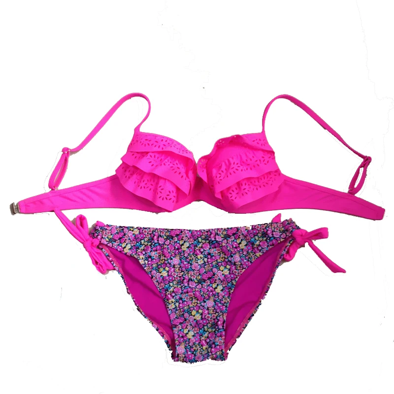 

Kawayi Micro Tiny Monokini Lotus Floral Print Women Swimsuit Underwire Multi-color Swimwear Mid Waist Bathing Suit For Women