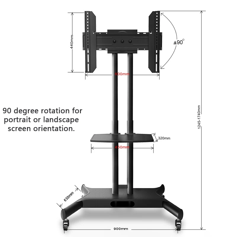 Настенный кронштейн для телевизора, тележка для мобильного ТВ, напольная стойка, крепление для домашнего дисплея, тележка для 32-6" ТВ, Мобильная тележка, держатель для ТВ с аудио полкой