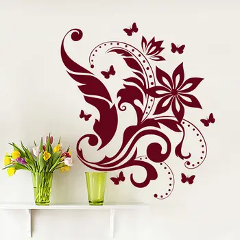 

Wall Decals Floral Pattern Decal Living Room Bedroom Home Decor Vinyl Sticker