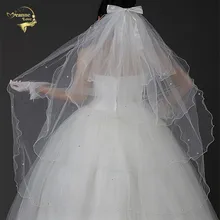 Короткие Вуаль с расческой Простой Тюль фаты четыре Слои Свадебные аксессуары Бусины фаты Аксессуары ov100129