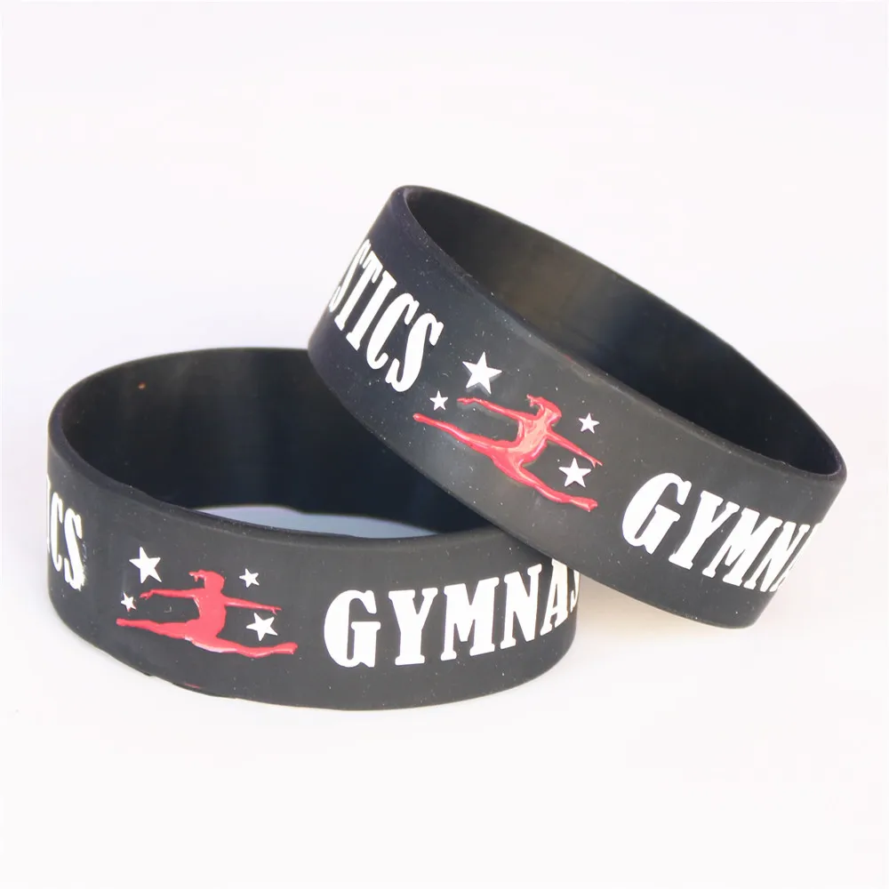 25PCS Silicone Dancer Wide Gymnastics Sport Silicone Wristbands  Black Silicone Bracelet Fitness Bangles Gift Wholesale SH096