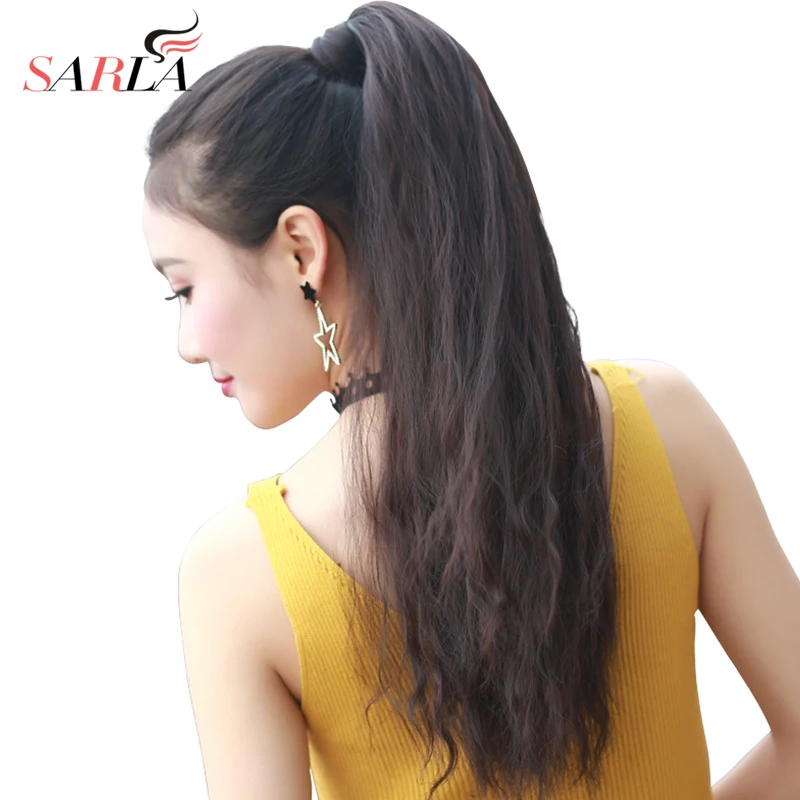 

Long Ponytail Hair Extensions Curly Clip in Kinky Yaki Bouncy Pony tail 22" Wrap Rround Synthetic Hairpiece For Women Fake P009