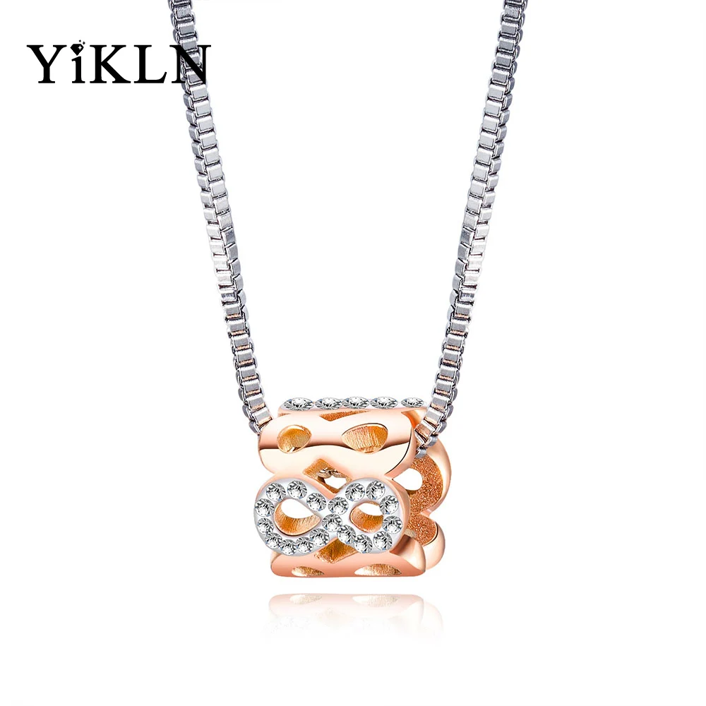 

YiKLN Infinite Character Rose Gold Pendant Necklace For Women Titanium Steel Inlaid Zircon Pendant Clavicle Chain YOGX1495