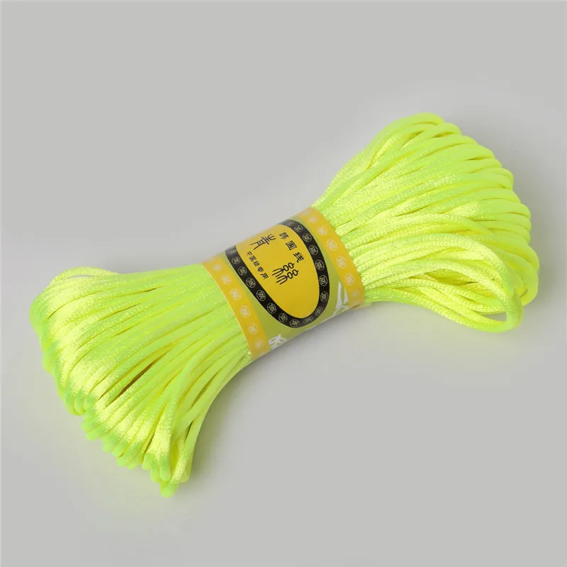 Сатиновая шелковая проволока для макраме, нейлоновая оплетка Шамбала, сделай сам, китайский узел, браслеты, ожерелье, ювелирные аксессуары, 2,5 мм, 20 м - Цвет: Fluorescent Yellow