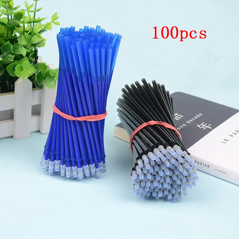 

100Pcs/set Erasable Pen Refills Blue And Black Ink A Magical Writing Gel Pen Refills