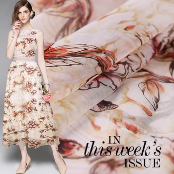 

Paris fashion flower orchid autumn silkworm silk cloth and big wide scarf chiffon dress fabric sunscreen