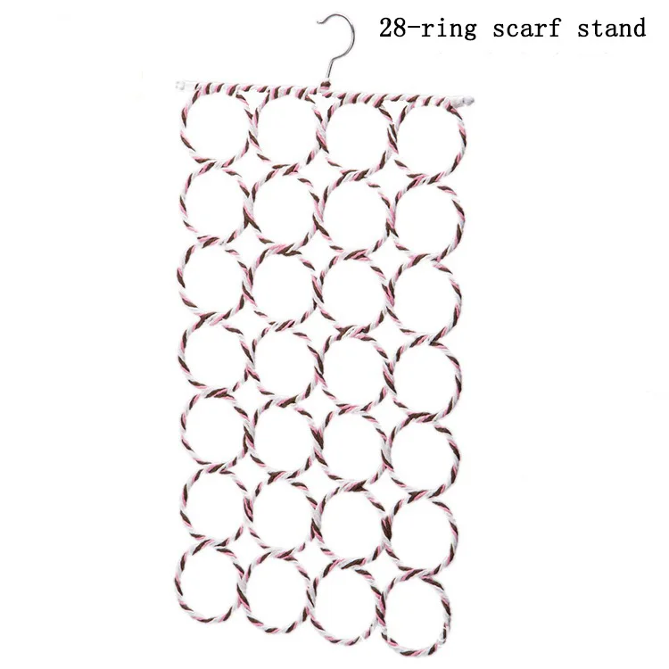 CTREE красочные ротанг веревка стойка для шарфов 6/9/12/16/20/24/28 Кольцо Шаль ремешок-шарф галстук-бабочка для хранения Fing Вешалка Складная нитью в виде косы C697