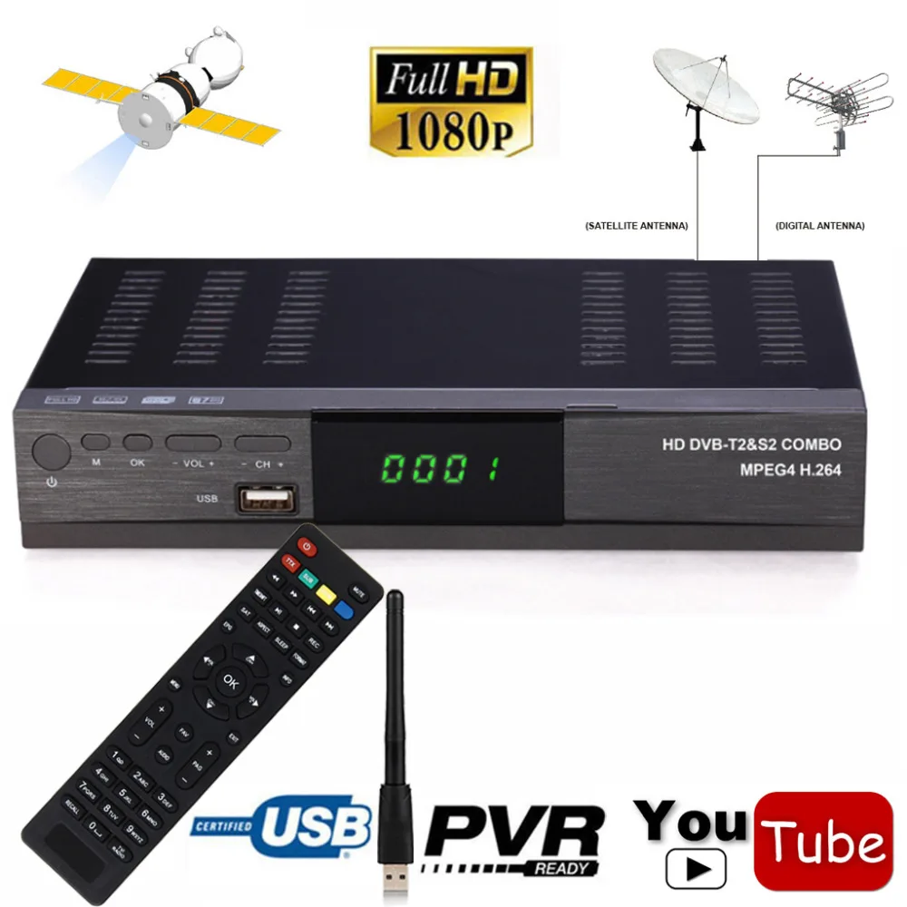 DVB S2 Satellite DVB T2 Terrestrial Combo Decoder Wifi Satellite