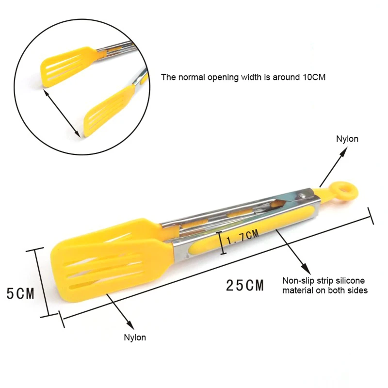 Nylon Non-Stick Kitchen Tongs Stainless Steel Barbecue Tongs Pizza Bread Steak BBQ Tong Clip Kitchen Accessories