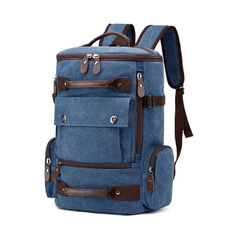 Винтажный холщовый рюкзак для мужчин и женщин, большой дорожный рюкзак для школы, для девочек и мальчиков, рюкзак для ноутбука, 15,6, Mochila, сумка, большой рюкзак, сумки - Цвет: Синий