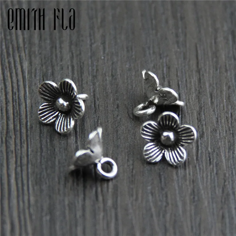 

Emith Fla 100% 925 Sterling Silver Flower Small Pendants Fit Bracelet & Necklace Authentic DIY Pendant Jewelry Accessories Gifts