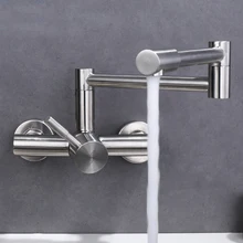Free shipping stainless steel Folding lead free Kitchen Mixer Tap Sink Faucet Wall Mounted Hole Hot and Cold Water KF785