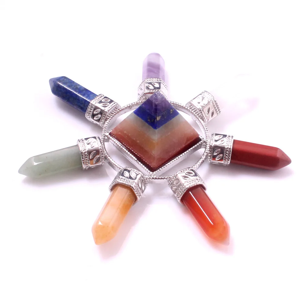 

7 Chakra Crystal Energy Generator healing Reiki Point Pyramid seven Direction