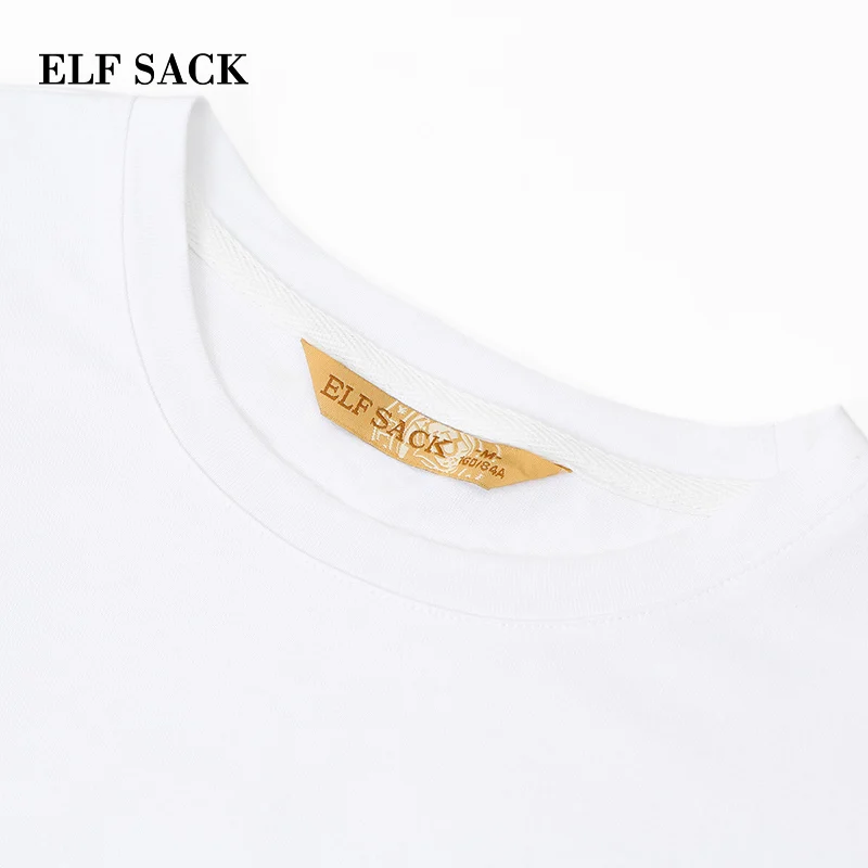ELFSACK, новинка, хлопковое женское платье, уличная одежда, с буквенным принтом, с круглым вырезом, до середины икры, женские вечерние платья, стильные, со средней талией, Femme Vestidos