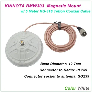 

KINNUOTA BMW303 Color White MAGNETIC MOUNT SO239 with 5 Meter TEFLON RG-316 Coaxial Cable PL259