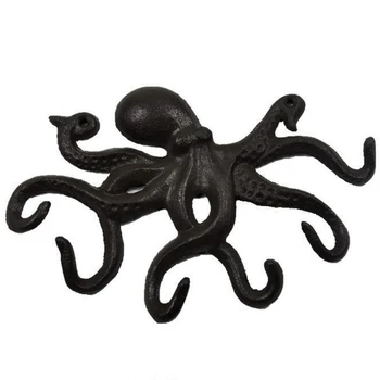 

ABLA Cast Iron Large Octopus Hook Crafts Wrought Key Nordic Simplicity Vintage Antique Home Decor