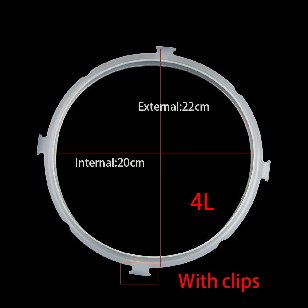 1 шт. резиновая Давление кухонные прокладки Замена Силиконовое уплотнительное кольцо для 20 22 см электрические скороварки кухонная посуда инструмент - Цвет: 4 L with clips