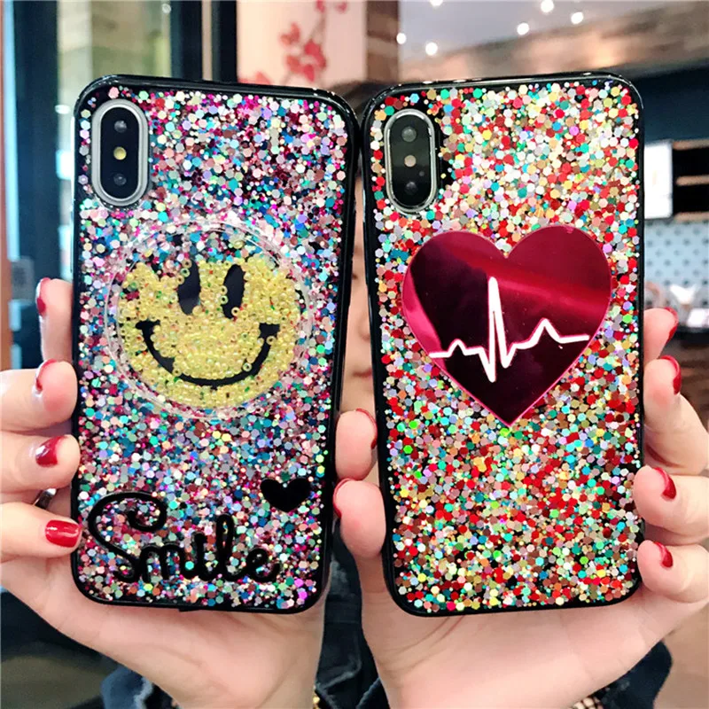 

Colorful Bling Glitter Phone Cases For iPhone 6 6S Plus Case Shining Soft Silicone Cover Cases For iPhone X XR 7 8 plus XS Max