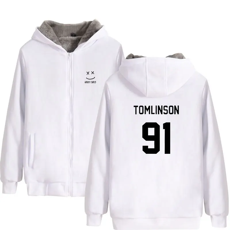 Frdun Tommy England Singer Louis Tomlinson 91 Print Fashion Thicker Hoodie Sweatshirt Zipper Sweatshirt Winter Warm Clothes