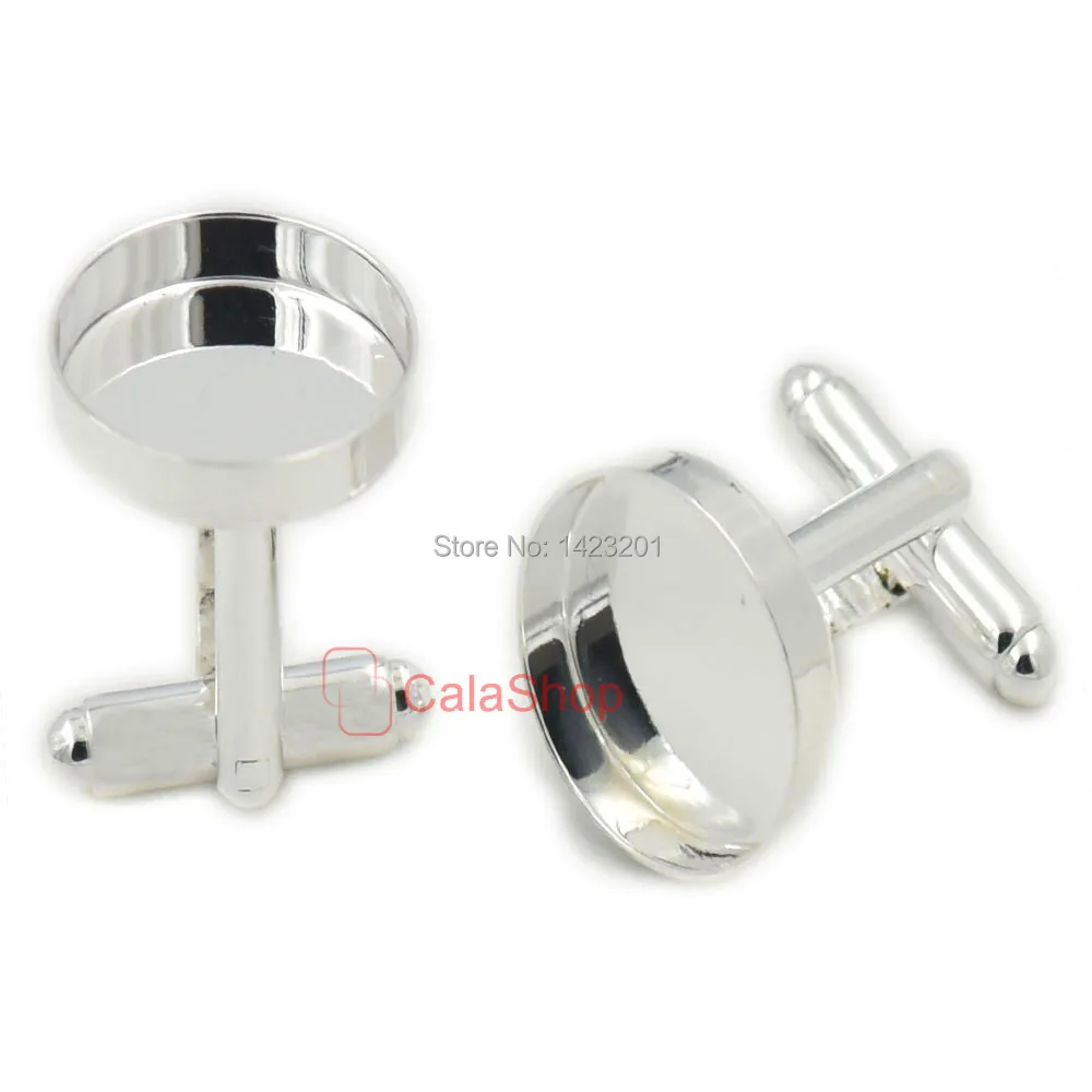 

10 pcs / Lot 16mm 0.63" Brass Blank Metal Cufflinks Cuff links Findings Mens Shirt Wedding Business bronze Nickel