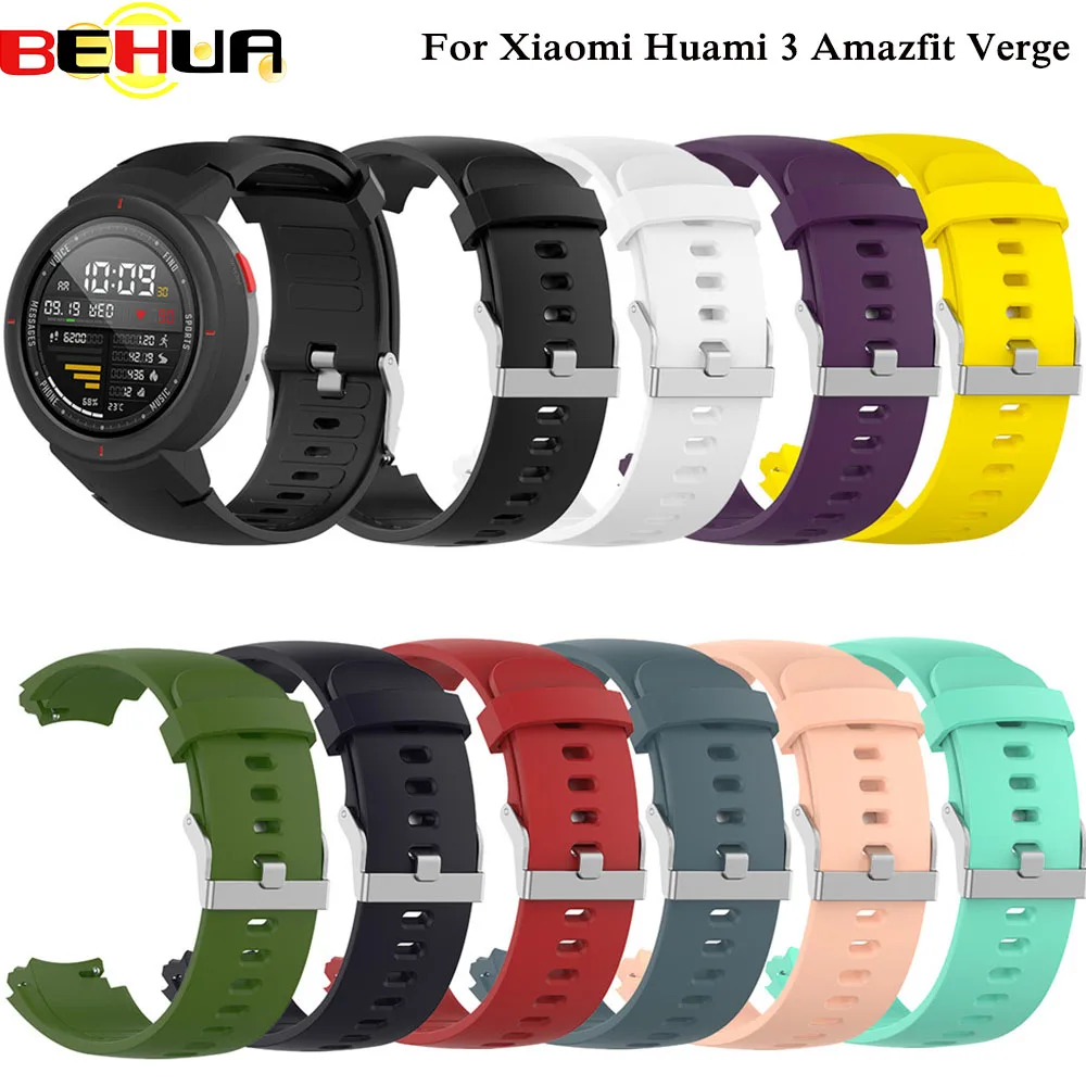 

Силиконовый ремешок для часов Xiaomi Huami 3 Amazfit verge, сменный ремешок для часов AMAZFIT VERGE3, ремешки для браслета на запястье