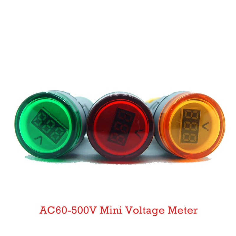 22 мм AD16 Тип AC60 500V мини Напряжение метр светодиодный цифровой Дисплей AC вольтметр
