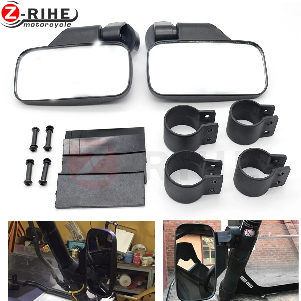 for Polaris RZR Ranger for Bobcat For Can Am for Arctit Cat 2"/1.75"Break-Away Side Mirrors Rubber Pad Rear View mirror