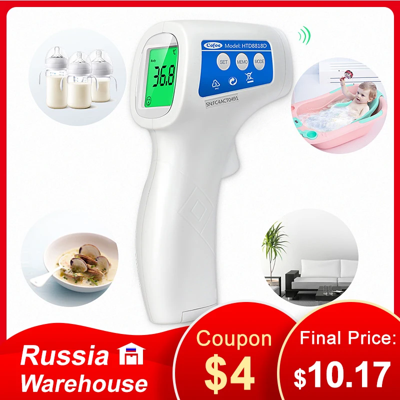 

Cofoe Medical Infrared Forehead Thermometer Digital Non-contact Kids Thermometer Body&Object Temperature for Baby From Russia