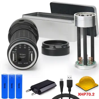 

XHP70 most powerful flashlight power bank CREE XHP70 long range hunting flashlight charge18650 usb torch waterproof lampe torche