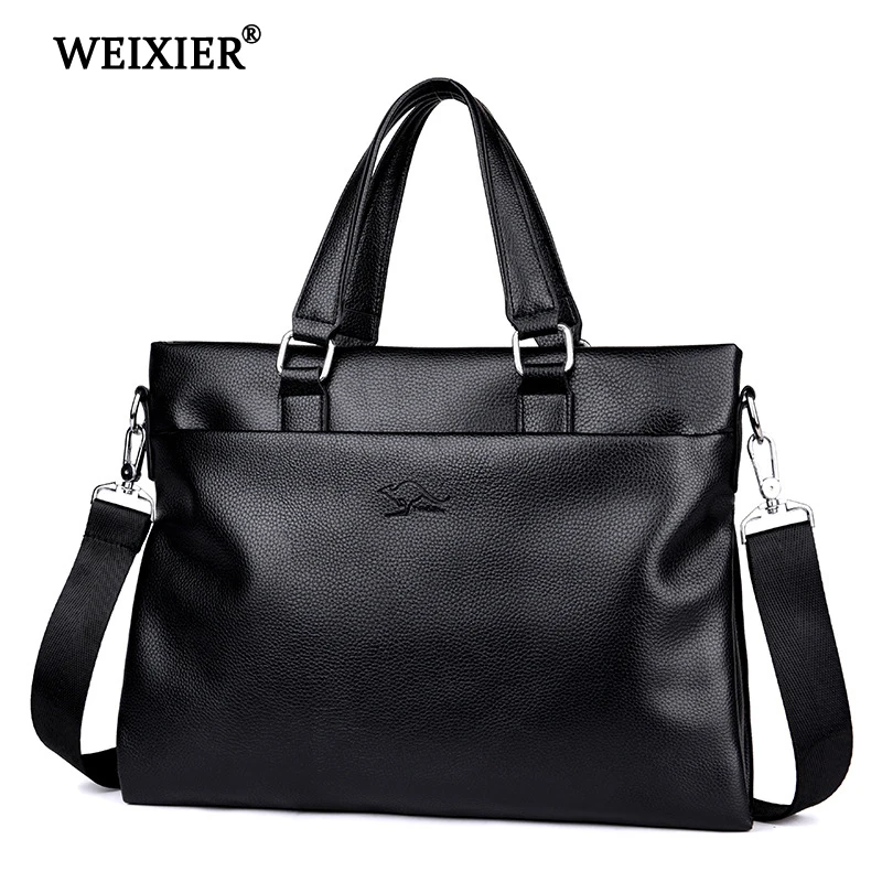 Solid Color Retro Men's PU Computer Bag High Quality Design Zipper Handbag Business People Travel Fashion Style Handbag