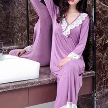 Реальные фотографии Для женщин M, L, XL, XXL Длинные свободные повседневные модал Хлопковое ночное белье Ночное платье пижамы Для женщин ночь платья халаты RB296