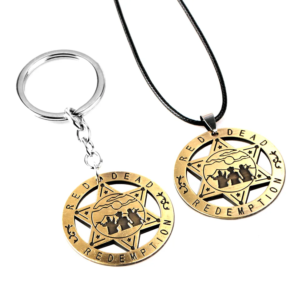 Red Dead Redemption 2 Game Keychain Rockstar Gun Pendant Metal toy keyring Holder Men Car Women Bag Key Chain Chaveiro Jewelry